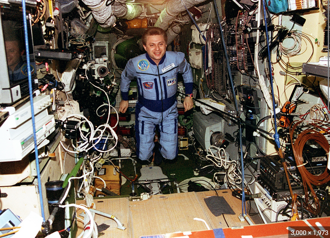 human in mir space station